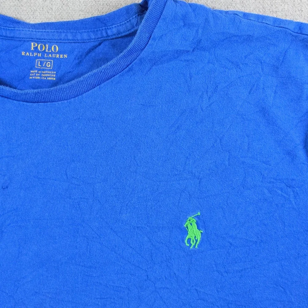 Polo Ralph Lauren T-Shirt Mens Large Blue Short Sleeve‎ Embroidered Pony Logo